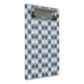 Pfotenabdruck-Muster Silber Blau Mini Klemmbrett (Schrägansicht)