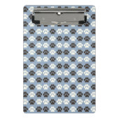 Pfotenabdruck-Muster Silber Blau Mini Klemmbrett (Vorderseite)