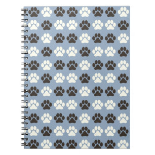 Pfotenabdruck-Muster Silber Blau Notizblock