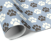Pfotenabdruck-Muster Silberblau Geschenkpapier (Rolleneckpunkt)