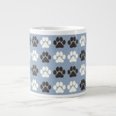 Pfotenabdruck-Muster Silberblau Jumbo-Tasse (Vorderseite)