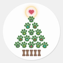 Pfotenabdruck-Weihnachtsbaum-Aufkleber