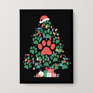 Pfotenabdruck-Weihnachtsbaum-Hund-Katze-Mutter-Fan Button