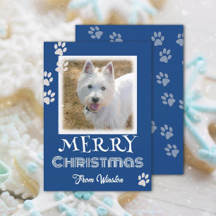 Pfotenabdrücke Frohe Weihnachten Hunde-Fotokarten
