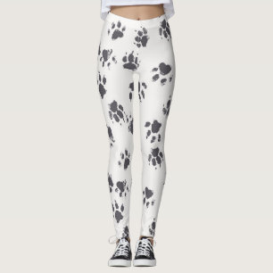 Pfotenabdrücke: Hund Monochrome Nahtlos. Leggings