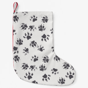 Pfotenabdrücke: Hund Monochrome Nahtlose. Kleiner Weihnachtsstrumpf