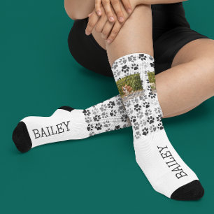 Pfotenabdrücke Personalisierter Name Haustier Foto Socken