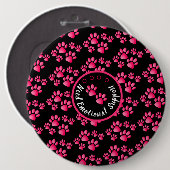 Pfotendruck personalisiert fett rosa button (Vorne & Hinten)