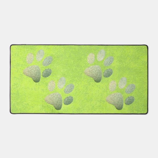 Pfotengrüner Glitzer auf abstraktem Grün Schreibtischunterlage (Vorderseite)