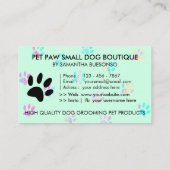 Pfotenhunde mit grünem Boarding Visitenkarte (Rückseite)