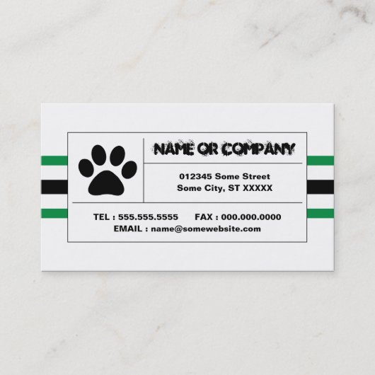 Pfotenstreifen Visitenkarte (Vorderseite)