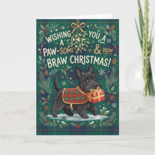 Pfotenweihnachtskarte des Schottischen Terriers Karte