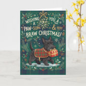 Pfotenweihnachtskarte des Schottischen Terriers Karte (Gelbe Blume)