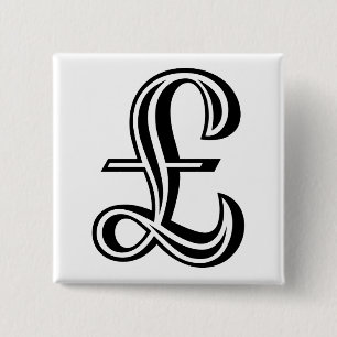 Pfund-Zeichen - Schwarz Button