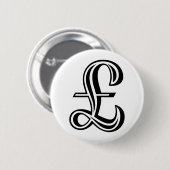Pfund-Zeichen - Schwarz Button (Vorne & Hinten)