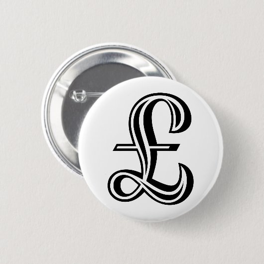 Pfund-Zeichen - Schwarz Button (Vorne & Hinten)