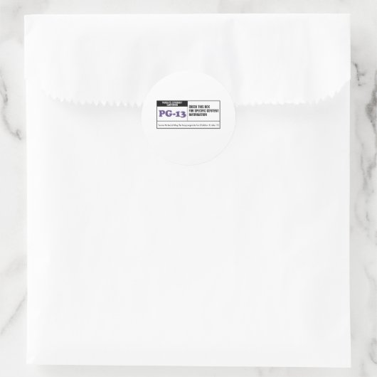 PG 13 RUNDER AUFKLEBER (Tasche)