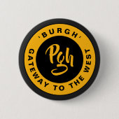 Pgh Yinzer Clasp Custom Black Gold Retro Button (Vorderseite)