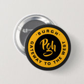 Pgh Yinzer Clasp Custom Black Gold Retro Button (Vorne & Hinten)