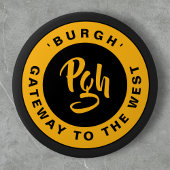 Pgh Yinzer Clasp Custom Black Gold Retro Button