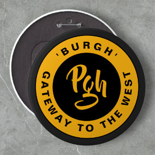 Pgh Yinzer Clasp Custom Black Gold Retro Button