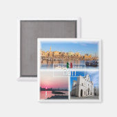 PGL043 BARI, Sonnenuntergang Panorama St. Nikolaus Magnet (Vorderseite/Rückseite)