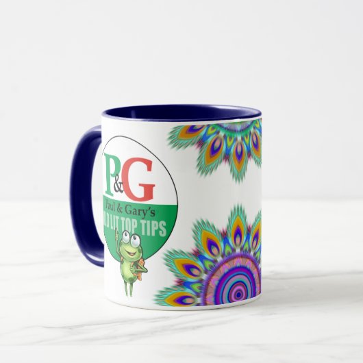 PGTips Tee Tasse. Paul & Gary's Kid Lit Tipps. Tasse (Vorderseite Links)