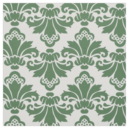 PH&D Antique Damask Fabric Dark Green/White Stoff (Muster)