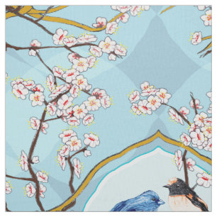 PH&D Bluebird Vignette Toile Fabric Sky Blue Stoff