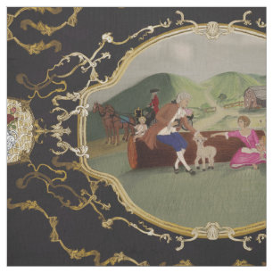 PH&D Französisch Toile Fabric Black and Gold Stoff