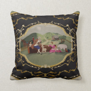 PH&D Französisch Toile Pillow Black and Gold Kissen