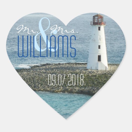PH&D Wedding Heart Sticker New England Leuchtturm (Vorderseite)