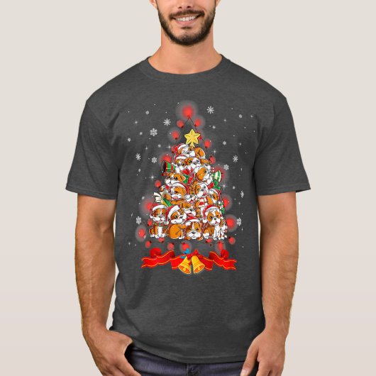 Ph English Bulldog Christmas Tree Dog Xmas Geschen T-Shirt (Vorderseite)