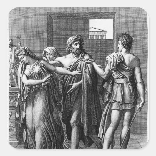 Phaedra, Theseus und Hippolytus Quadratischer Aufkleber (Vorderseite)