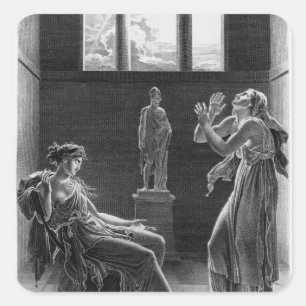 Phaedra und Oenone, Abbildung aus Akt I Quadratischer Aufkleber