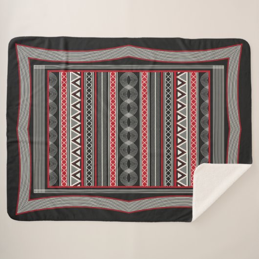 Phaistos Ritual: Minoan Black & Red Sherpa Blanket Sherpadecke (Vorderseite (Horizontal))