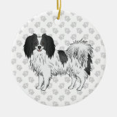 Phalène Hund mit schwarzem und farbigem Muster Keramik Ornament (Vorne)