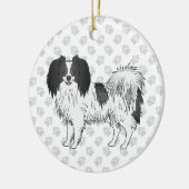 Phalène Hund mit schwarzem und farbigem Muster Keramik Ornament (Links)