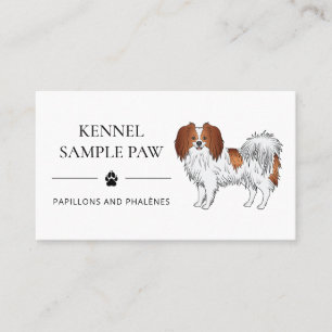 Phalène-Hundezucht und -Wohnhaus mit roten Details Visitenkarte