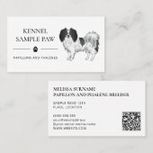 Phalène mit schwarzen Details Hundeklee und Züchte Visitenkarte (Vorne/Hinten)