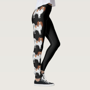 Phalène Red White Hunde Niedlich für Hunde Schwarz Leggings