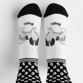 Phalène Schwarz und Weiß mit Personalisiertem Name Socken (Oben)