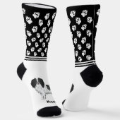 Phalène Schwarz und Weiß mit Personalisiertem Name Socken (Gewinkelt)