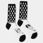 Phalène Schwarz und Weiß mit Personalisiertem Name Socken (Rechts)