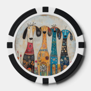 Phantasievolle lange schlanke Hound Dogs Pokerchips