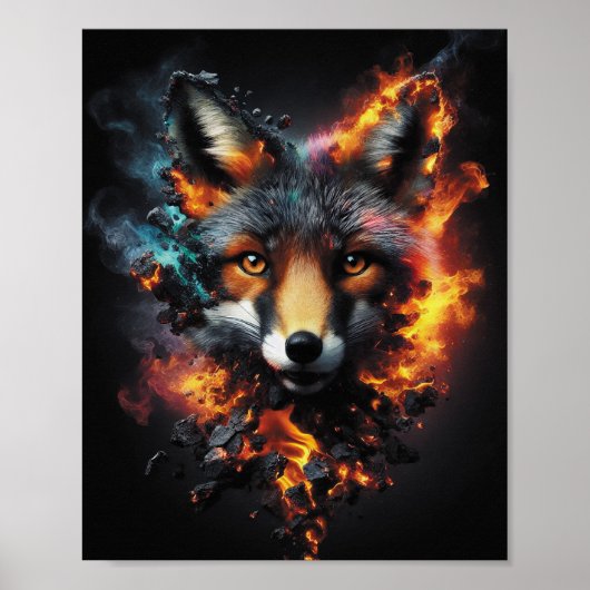 Phantasievolles Fuchs-Feuergeist-Kunstwerk Poster (Vorne)