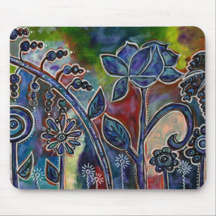 Phantasmagorischer Lotusblumengarten Originalkunst Mousepad