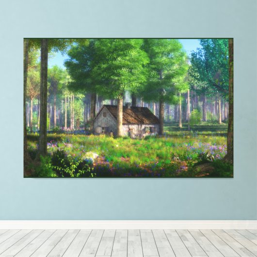 Phantasti: Die Forest Hütte Canvas Print Leinwanddruck (Insitu (Holzboden))