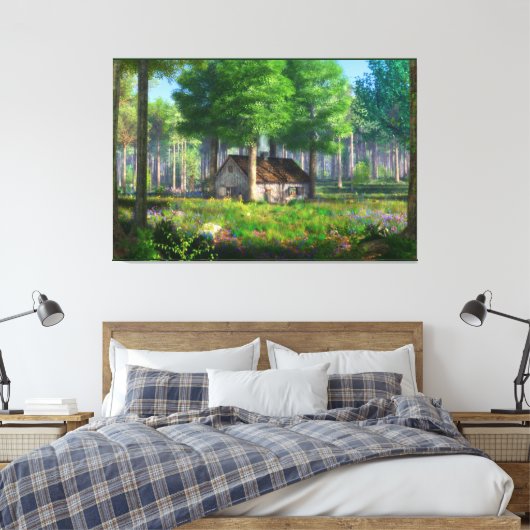 Phantasti: Die Forest Hütte Canvas Print Leinwanddruck (Insitu (Schlafzimmer))
