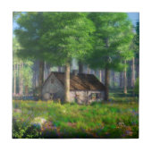 Phantasti: Die Forest Hütte Tile / Trivet Fliese (Vorderseite)